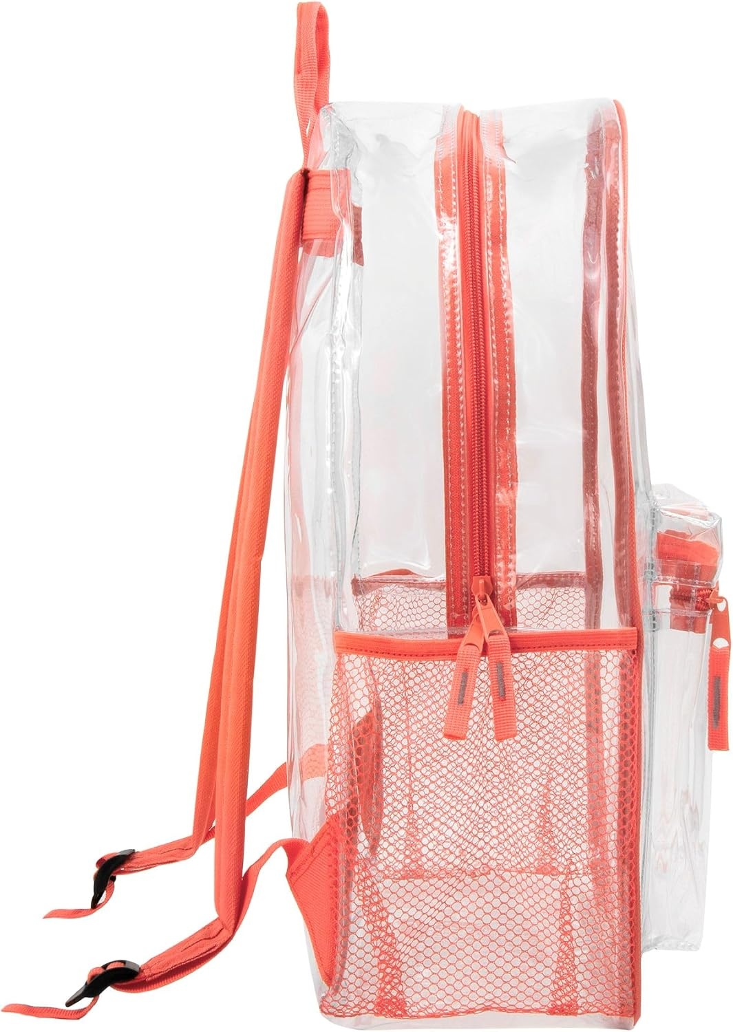 Trail maker Clear Backpack Heavy Duty with Padded Straps, Side Pockets for Kids, Boys, Girls, School, Stadium Approved Events(Coral)