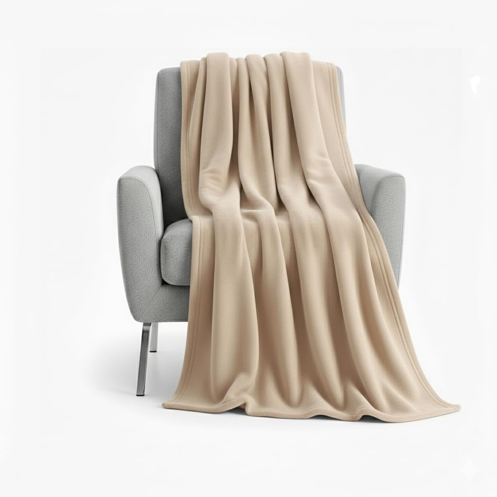 50×60 Throw Blankets, Ultra Soft Hypoallergenic Fleece Fall Throw Blanket for Livingroom, Couch, Chair, Bed, Black(Sandy Khaki)