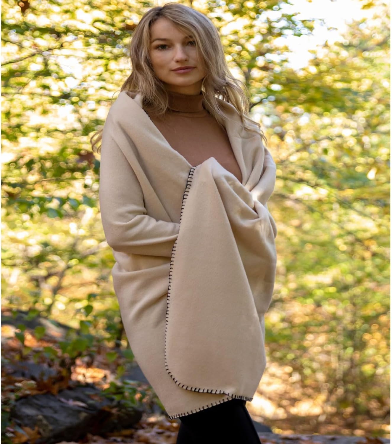 50×60 Throw Blankets, Ultra Soft Hypoallergenic Fleece Fall Throw Blanket for Livingroom, Couch, Chair, Bed, Black(Sandy Khaki)