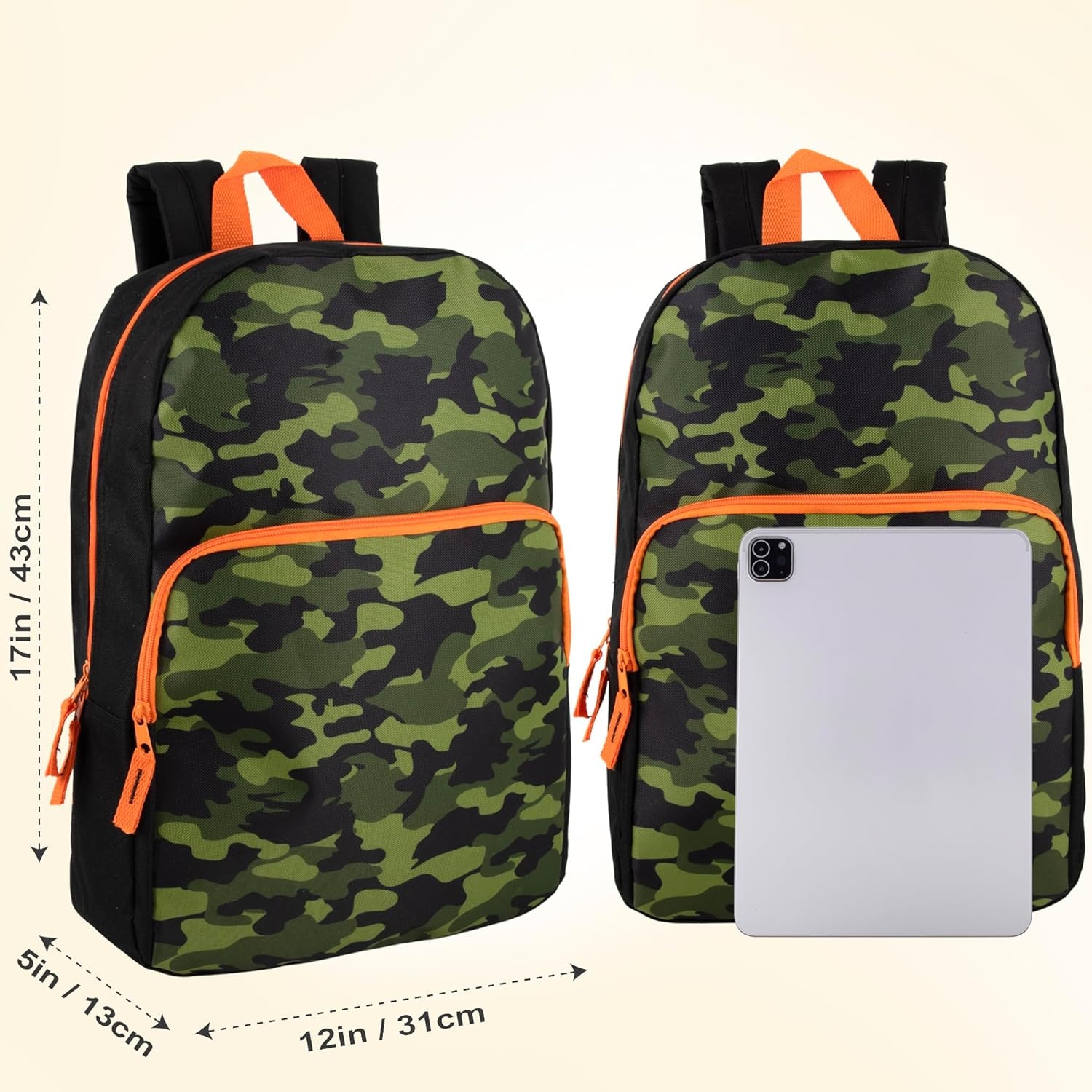 Trail maker Fun School Backpack for Elementary Middle School Girls and Boys | 17 Inch Printed Backpacks for School Kids, Travel (Pretty Pink Flowers)(Camouflage)