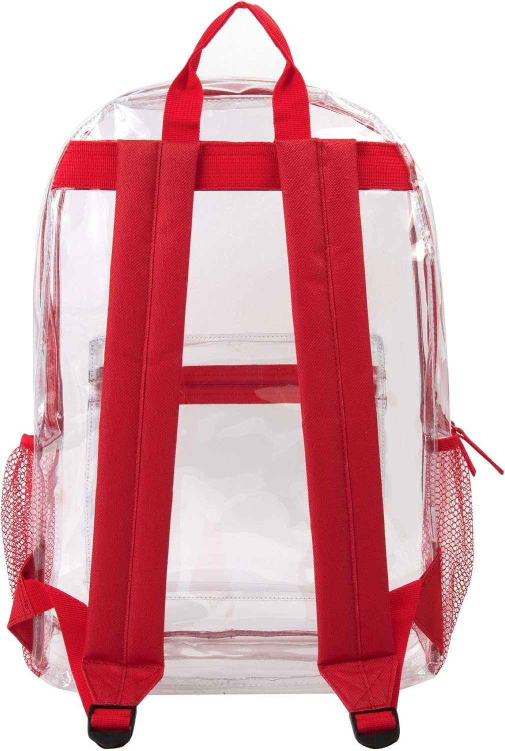 Trail maker Clear Backpack Heavy Duty with Padded Straps, Side Pockets for Kids, Boys, Girls, School, Stadium Approved Events(Red)
