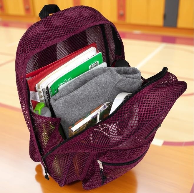 Summit Ridge Mesh Backpacks for Kids, Adults, School, Beach, and Travel, Colorful Transparent Mesh Backpacks with Padded Straps(Purple)