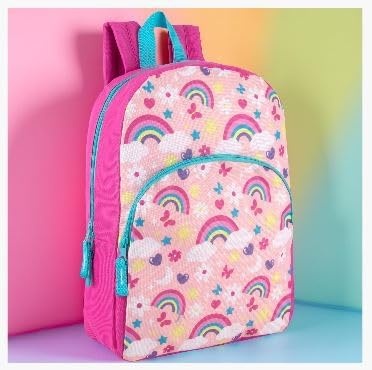 Trail maker 15 Inch Kids Backpacks for Boys & Girls | Preschool, Kindergarten, Elementary School Backpacks with Adjustable, Padded Straps (Prehistoric Pals)(Radiant Rainbows)