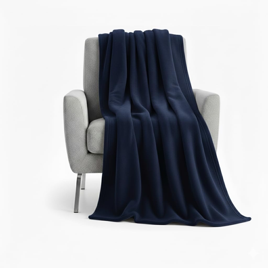 50×60 Throw Blankets, Ultra Soft Hypoallergenic Fleece Fall Throw Blanket for Livingroom, Couch, Chair, Bed, Black(Navy Blue)