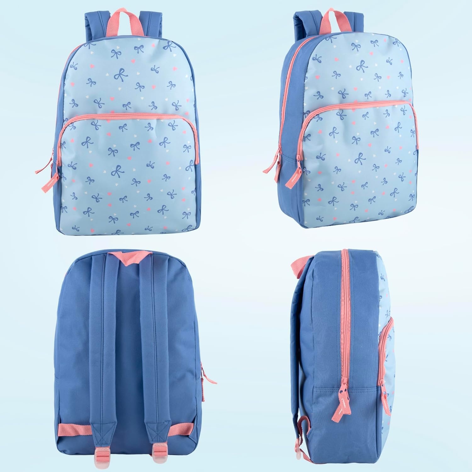 Trail maker Fun School Backpack for Elementary Middle School Girls and Boys | 17 Inch Printed Backpacks for School Kids, Travel (Sweet Strawberries)(Beautiful Bows)