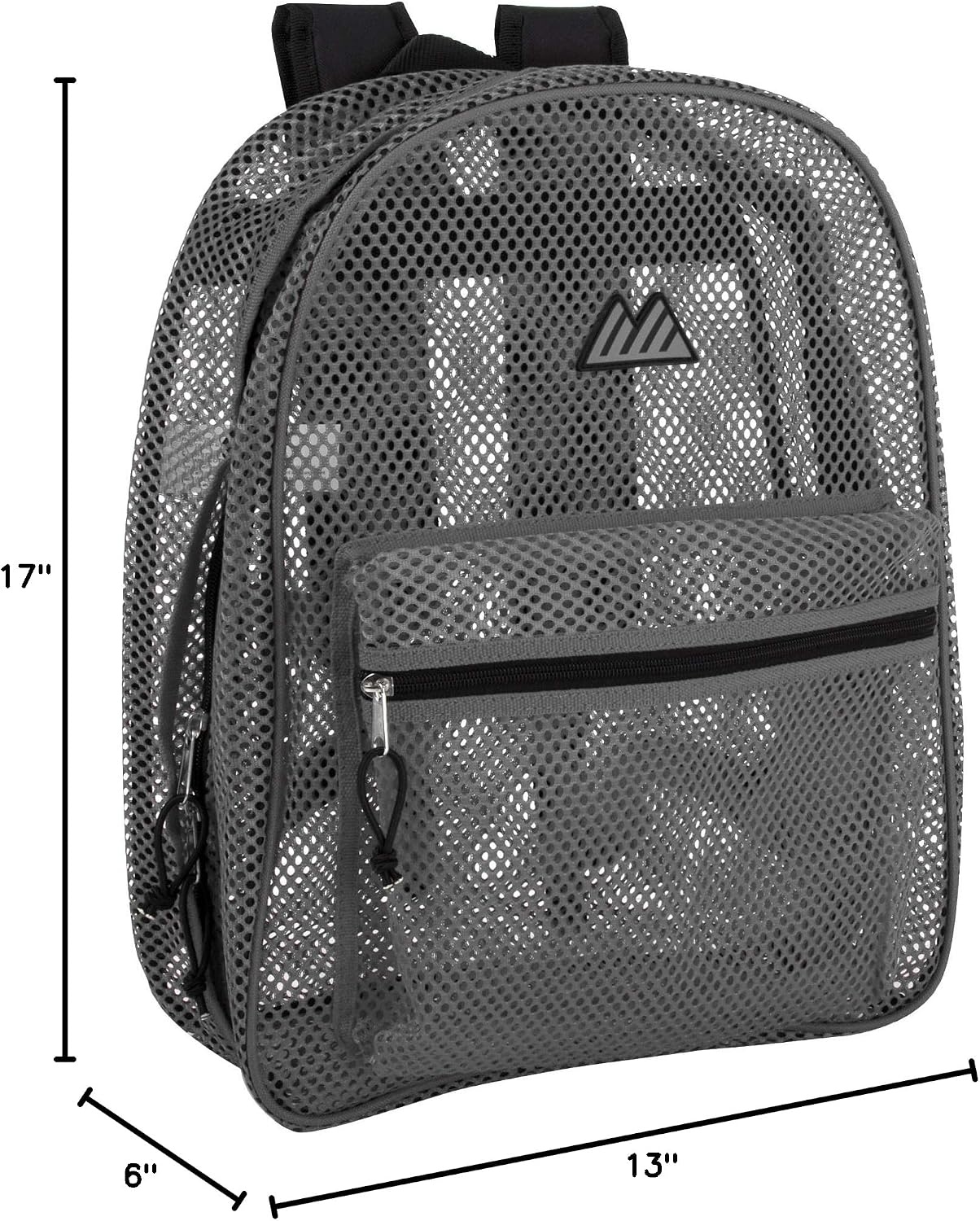 Summit Ridge Mesh Backpacks for Kids, Adults, School, Beach, and Travel, Colorful Transparent Mesh Backpacks with Padded Straps(Grey)
