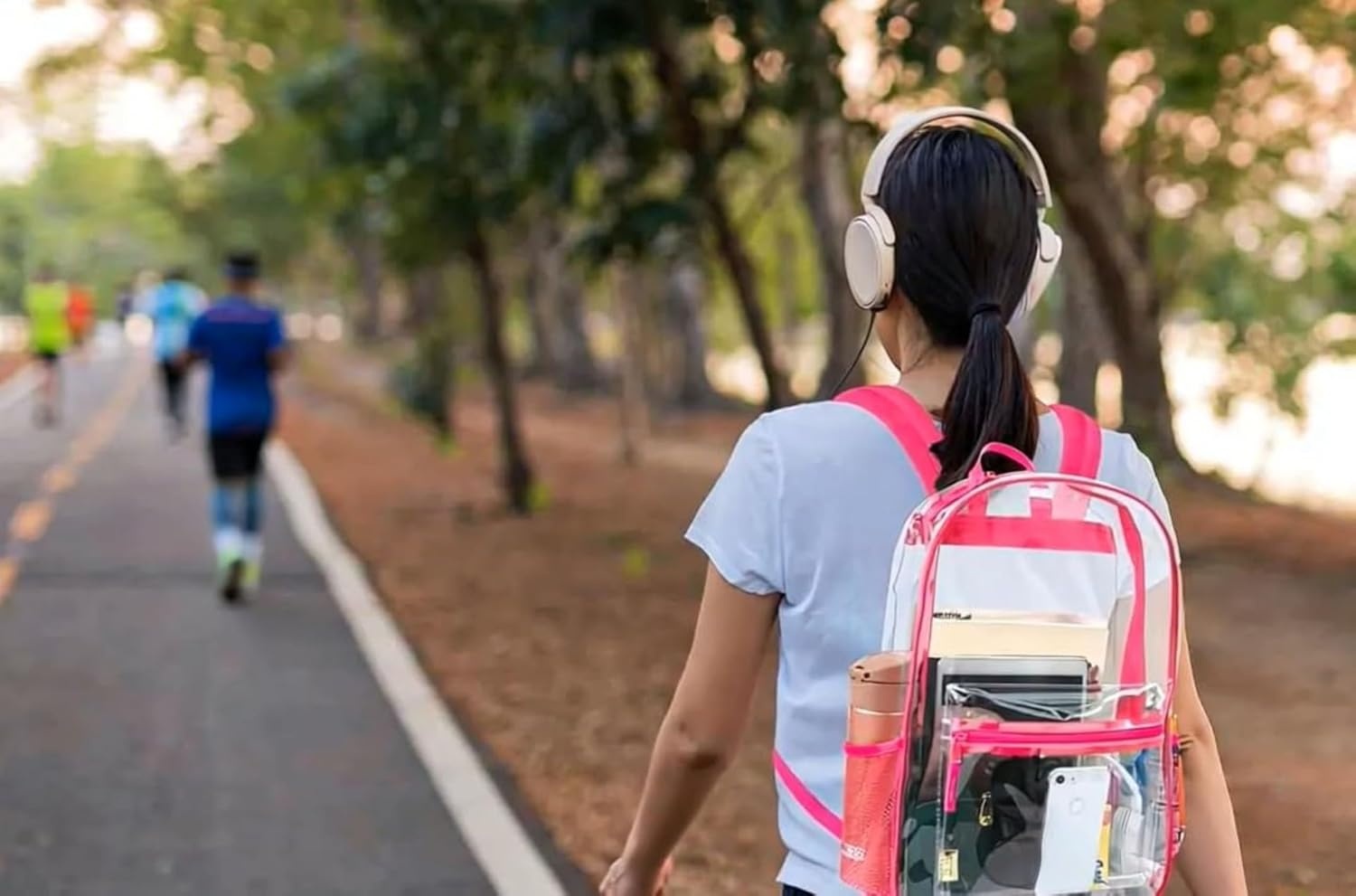 Trail maker Clear Backpack Heavy Duty with Padded Straps, Side Pockets for Kids, Boys, Girls, School, Stadium Approved Events(Pink)