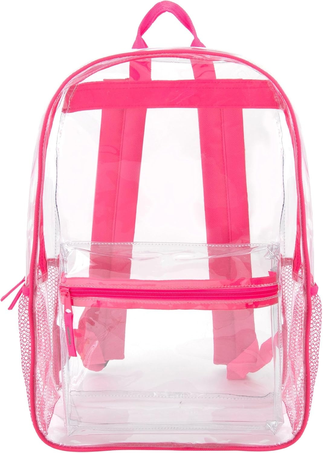 Trail maker Clear Backpack Heavy Duty with Padded Straps, Side Pockets for Kids, Boys, Girls, School, Stadium Approved Events(Pink)