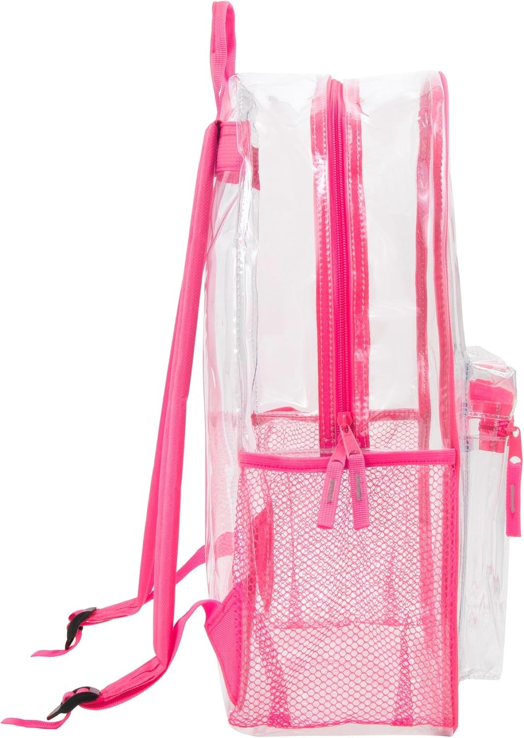 Trail maker Clear Backpack Heavy Duty with Padded Straps, Side Pockets for Kids, Boys, Girls, School, Stadium Approved Events(Pink)