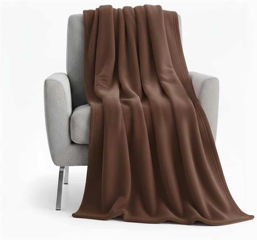 50×60 Throw Blankets, Ultra Soft Hypoallergenic Fleece Fall Throw Blanket for Livingroom, Couch, Chair, Bed, Black(Chestnut Brown)