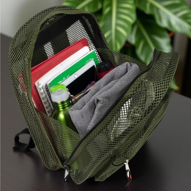 Summit Ridge Mesh Backpacks for Kids, Adults, School, Beach, and Travel, Colorful Transparent Mesh Backpacks with Padded Straps(Green)