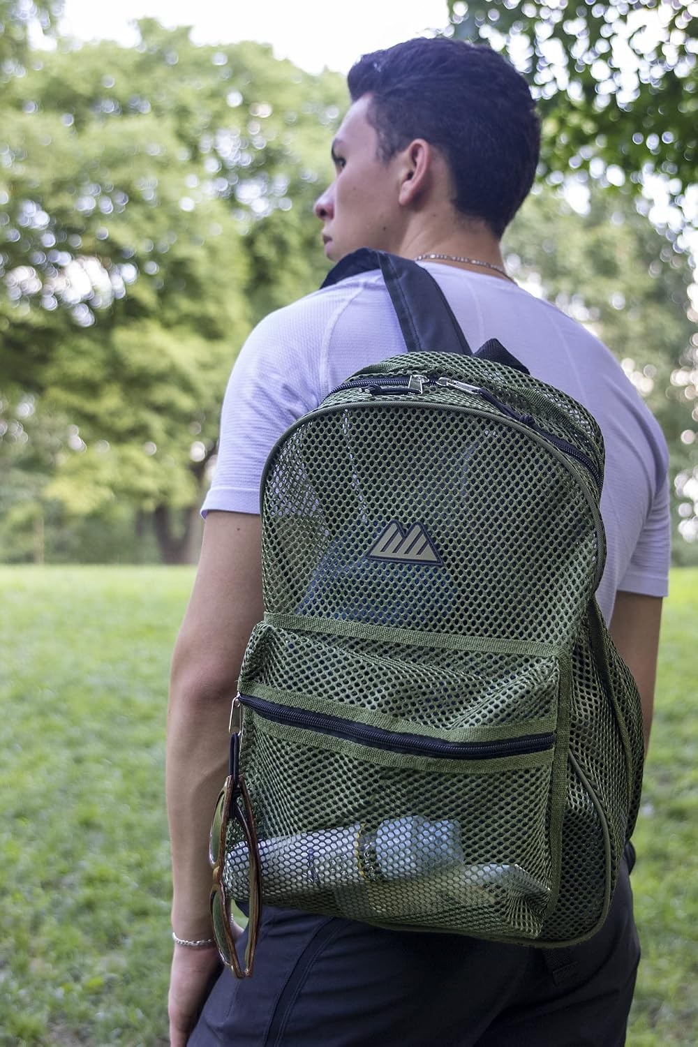Summit Ridge Mesh Backpacks for Kids, Adults, School, Beach, and Travel, Colorful Transparent Mesh Backpacks with Padded Straps(Green)