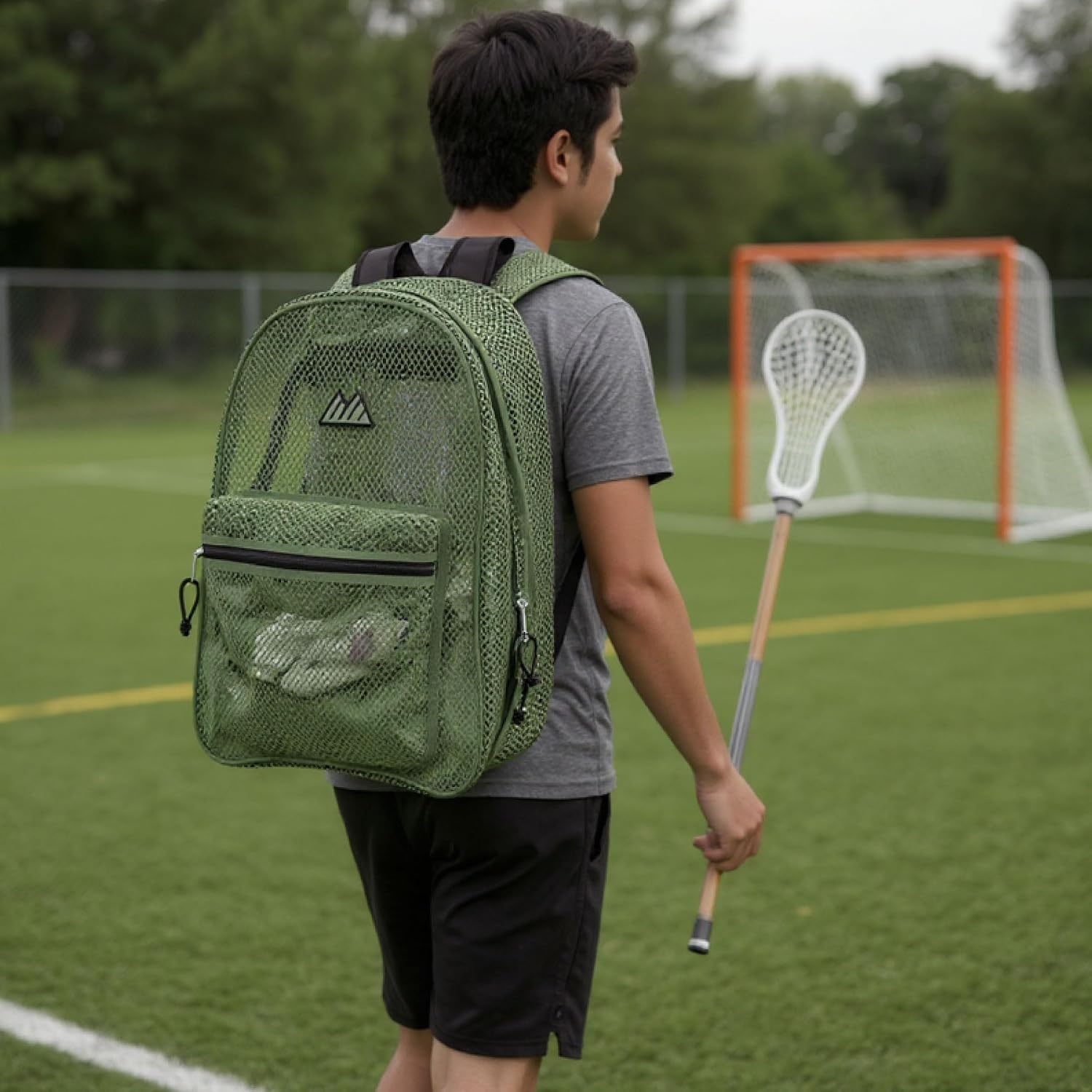 Summit Ridge Mesh Backpacks for Kids, Adults, School, Beach, and Travel, Colorful Transparent Mesh Backpacks with Padded Straps(Green)