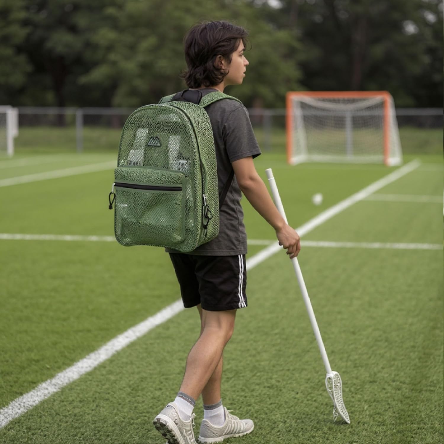 Summit Ridge Mesh Backpacks for Kids, Adults, School, Beach, and Travel, Colorful Transparent Mesh Backpacks with Padded Straps(Green)