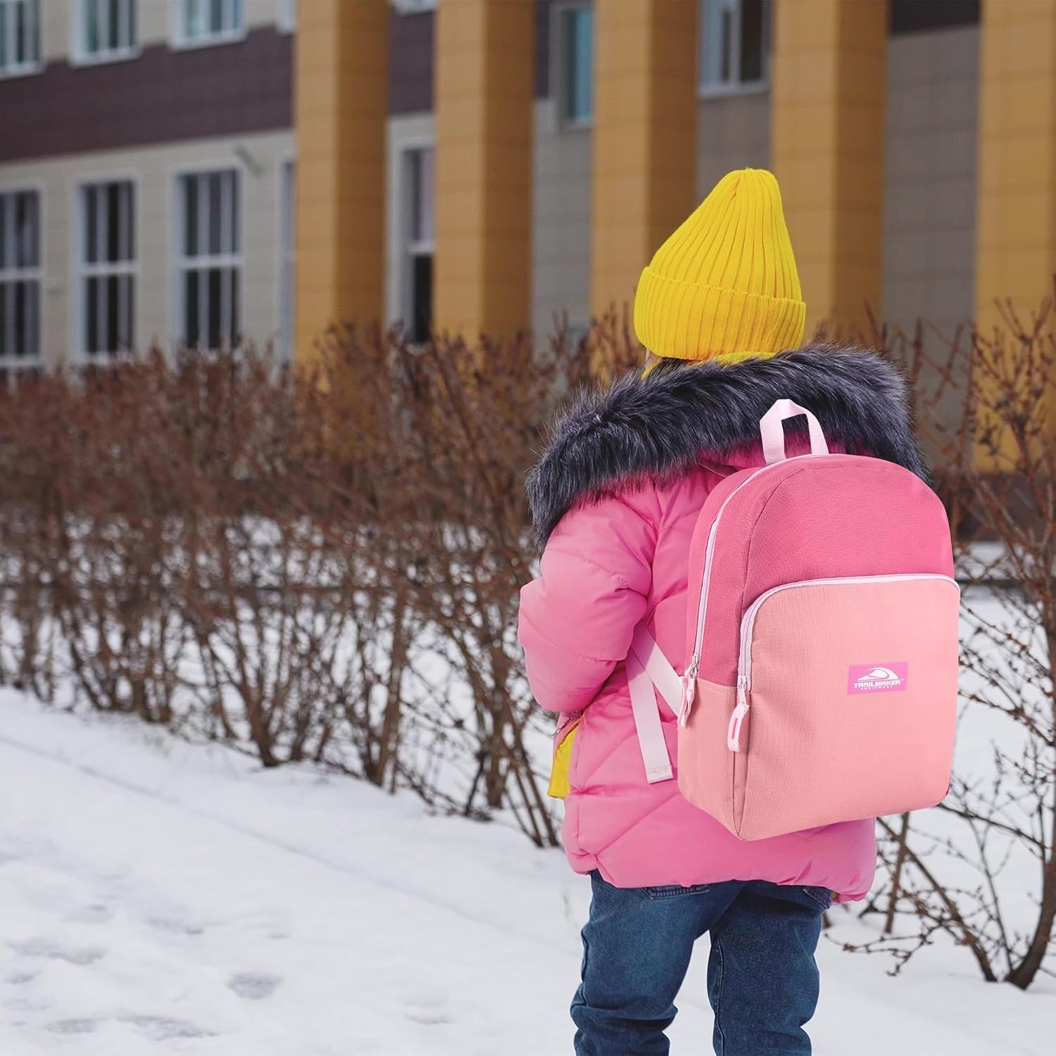 Trail maker 15 Inch Backpack for Girls, Preschool, Elementary & Middle School Students – Spacious Bookbag with Large Front Pocket, Adjustable Straps, Fits up to 13 Inch Laptop (Pink)(Pink)