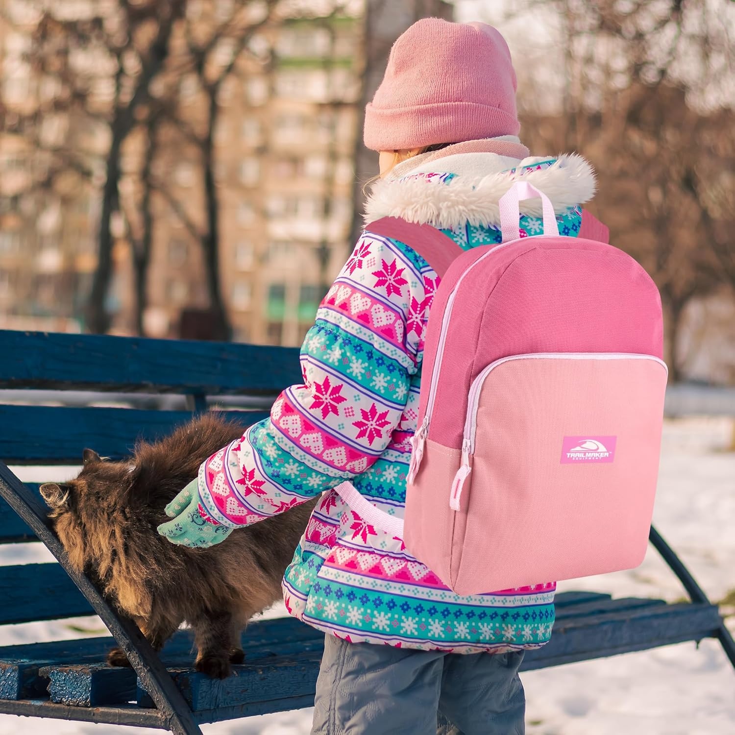 Trail maker 15 Inch Backpack for Girls, Preschool, Elementary & Middle School Students – Spacious Bookbag with Large Front Pocket, Adjustable Straps, Fits up to 13 Inch Laptop (Pink)(Pink)