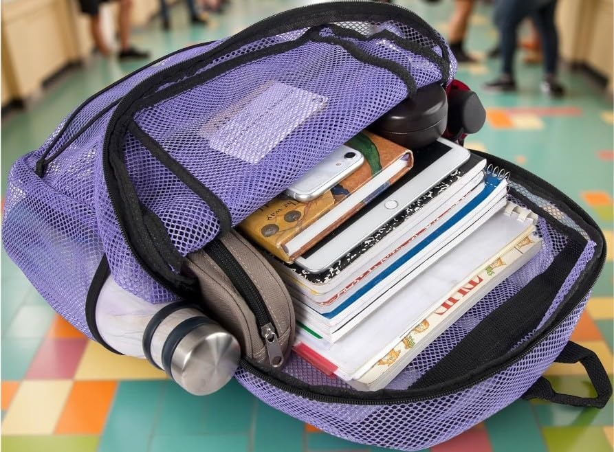 Trail maker Deluxe See Through Mesh Backpack with Bungee Cord & Adjustable Padded Straps for Swimming, Travel (Aqua)(Lavender)