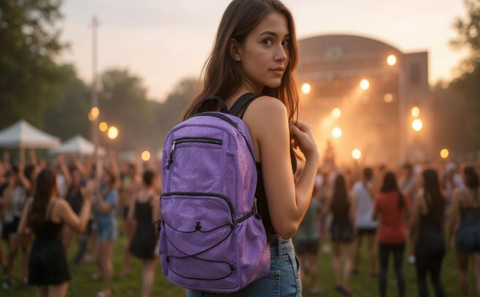 Trail maker Deluxe See Through Mesh Backpack with Bungee Cord & Adjustable Padded Straps for Swimming, Travel (Aqua)(Lavender)