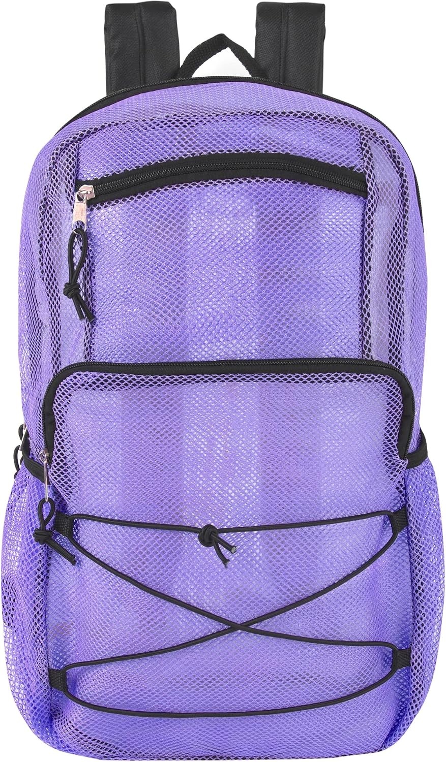Trail maker Deluxe See Through Mesh Backpack with Bungee Cord & Adjustable Padded Straps for Swimming, Travel (Aqua)(Lavender)