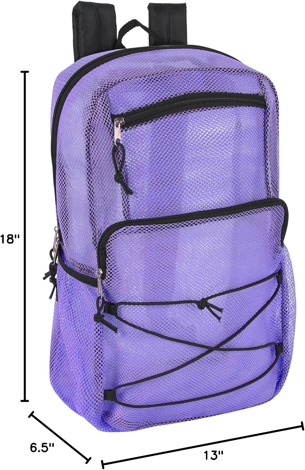Trail maker Deluxe See Through Mesh Backpack with Bungee Cord & Adjustable Padded Straps for Swimming, Travel (Aqua)(Lavender)