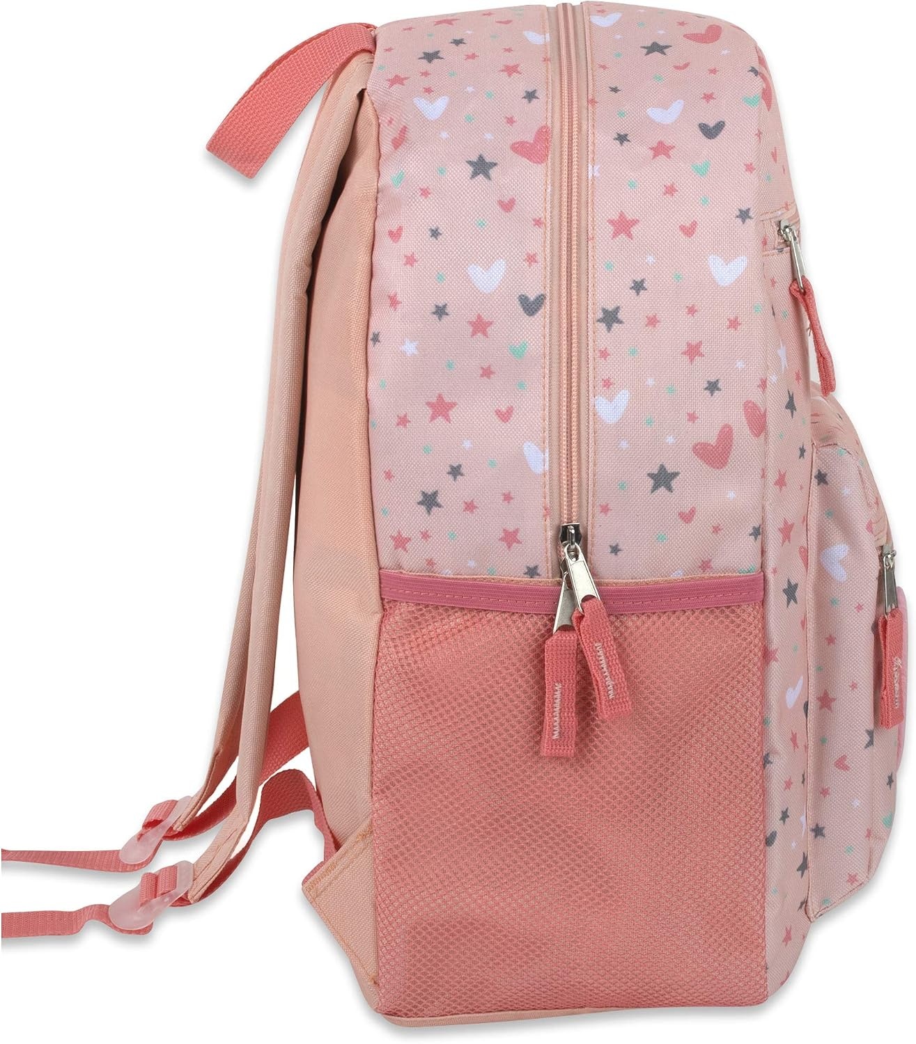 Trail maker 17 Kids Character School Backpacks Plush for Girls with Side Pockets, Padded Straps(Plush Starry Hearts)