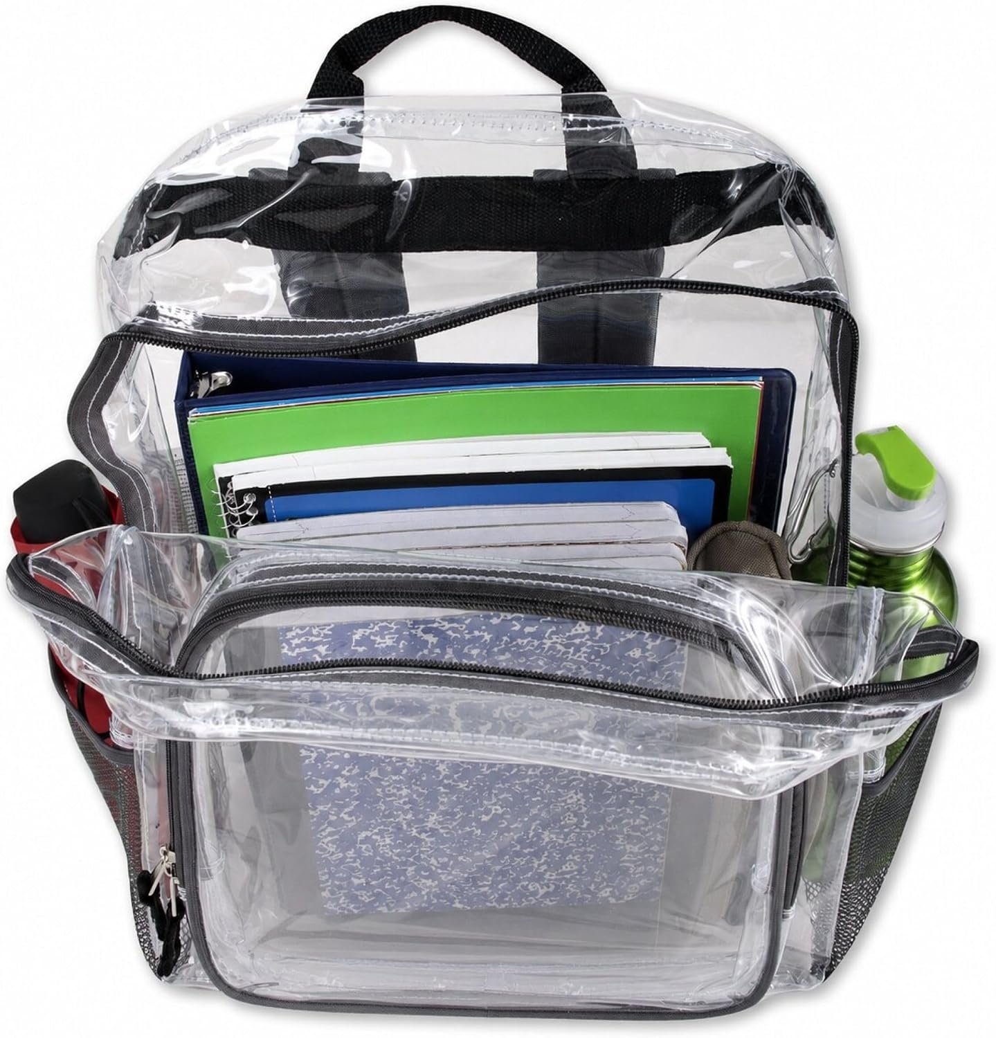 Heavy Duty Clear See Through Backpack | Transparent Clear Backpack Bags Stadium Approved for Women, Men, School, Travel(Grey)