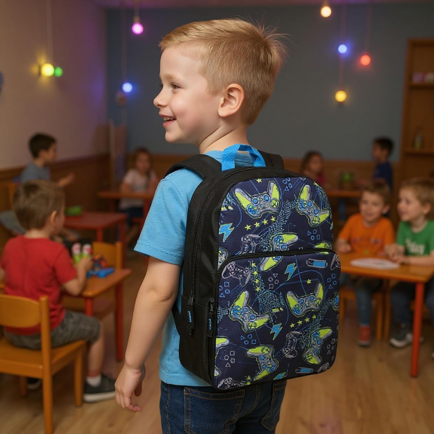 Trail maker Fun School Backpack for Elementary Middle School Girls and Boys | 17 Inch Printed Backpacks for School Kids, Travel (Pretty Pink Flowers)(You’ve Got Game)