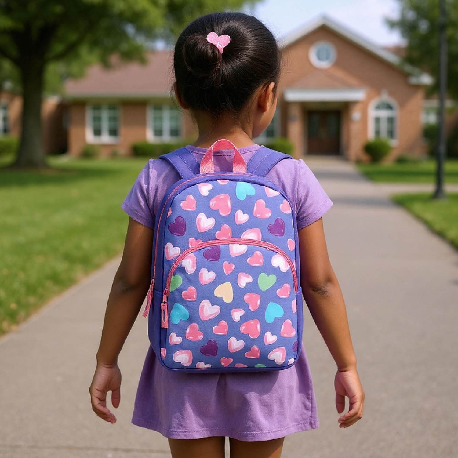 Trail maker 15 Inch Kids Backpacks for Boys & Girls | Preschool, Kindergarten, Elementary School Backpacks with Adjustable, Padded Straps (Prehistoric Pals)(Happy Hearts)