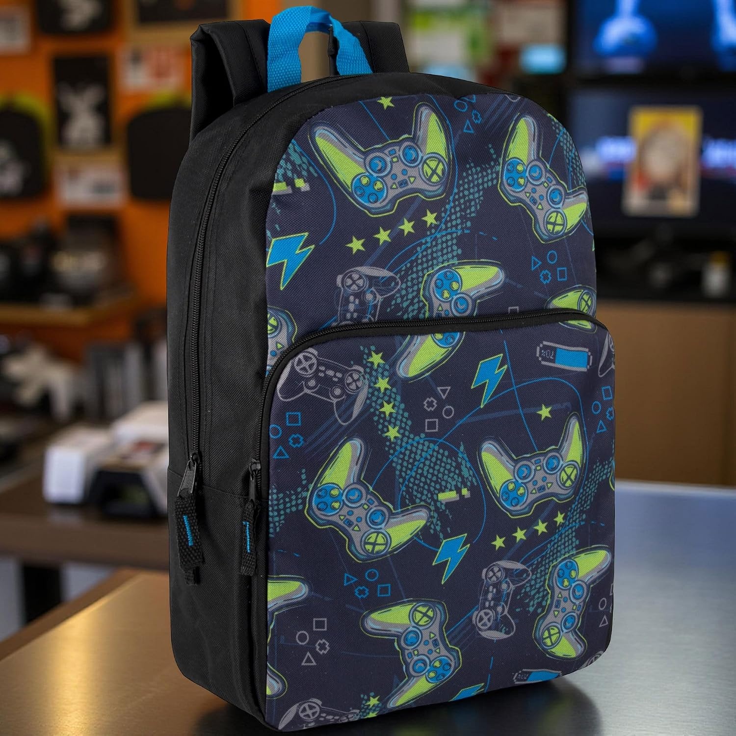 Trail maker Fun School Backpack for Elementary Middle School Girls and Boys | 17 Inch Printed Backpacks for School Kids, Travel (Sweet Strawberries)(You’ve Got Game)