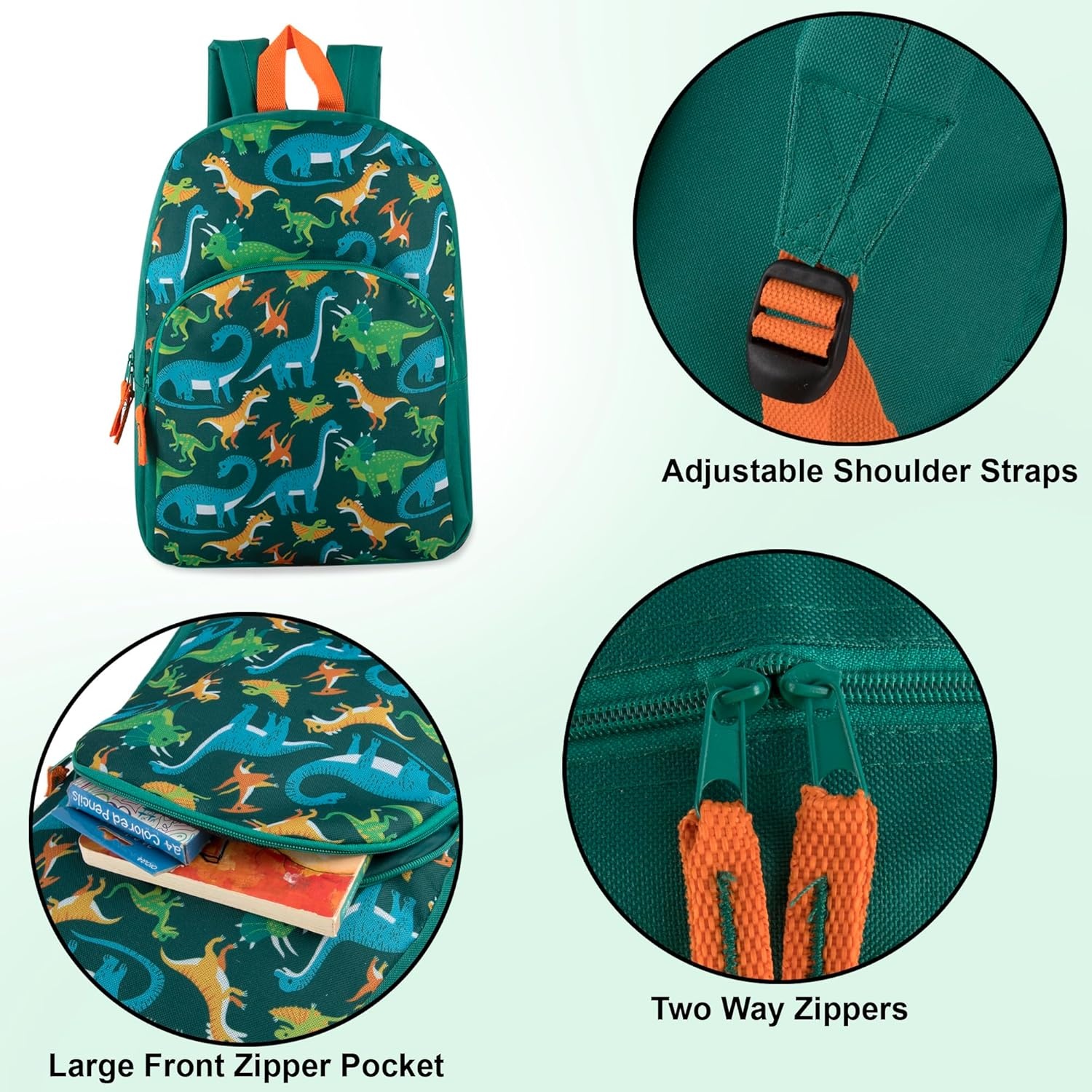 Trail maker 15 Inch Kids Backpacks for Boys & Girls | Preschool, Kindergarten, Elementary School Backpacks with Adjustable, Padded Straps (Prehistoric Pals)(Prehistoric Pals)