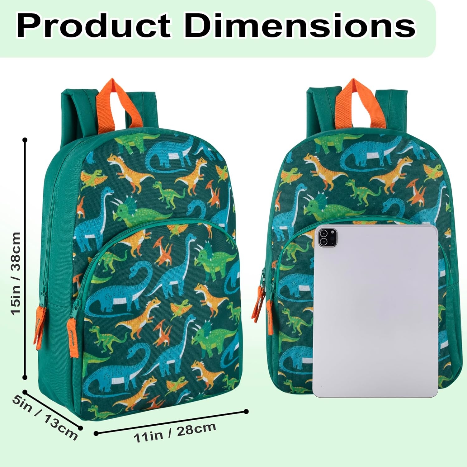 Trail maker 15 Inch Kids Backpacks for Boys & Girls | Preschool, Kindergarten, Elementary School Backpacks with Adjustable, Padded Straps (Prehistoric Pals)(Prehistoric Pals)
