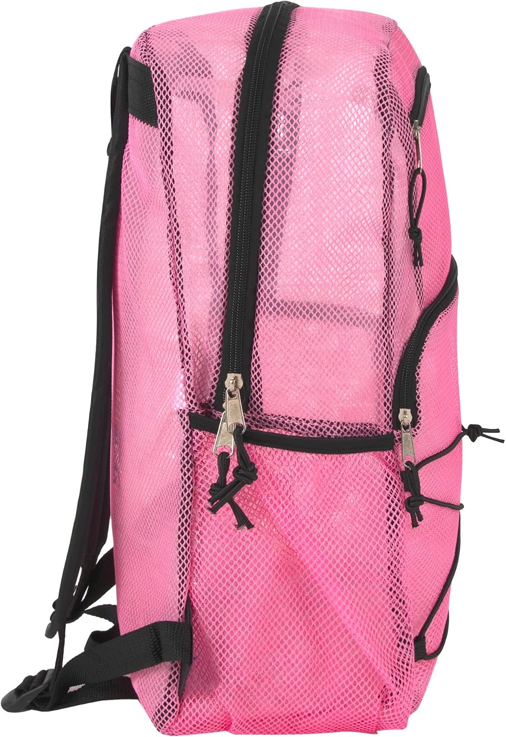 Trail maker Deluxe See Through Mesh Backpack with Bungee Cord & Adjustable Padded Straps for Swimming, Travel (Aqua)(Pink)