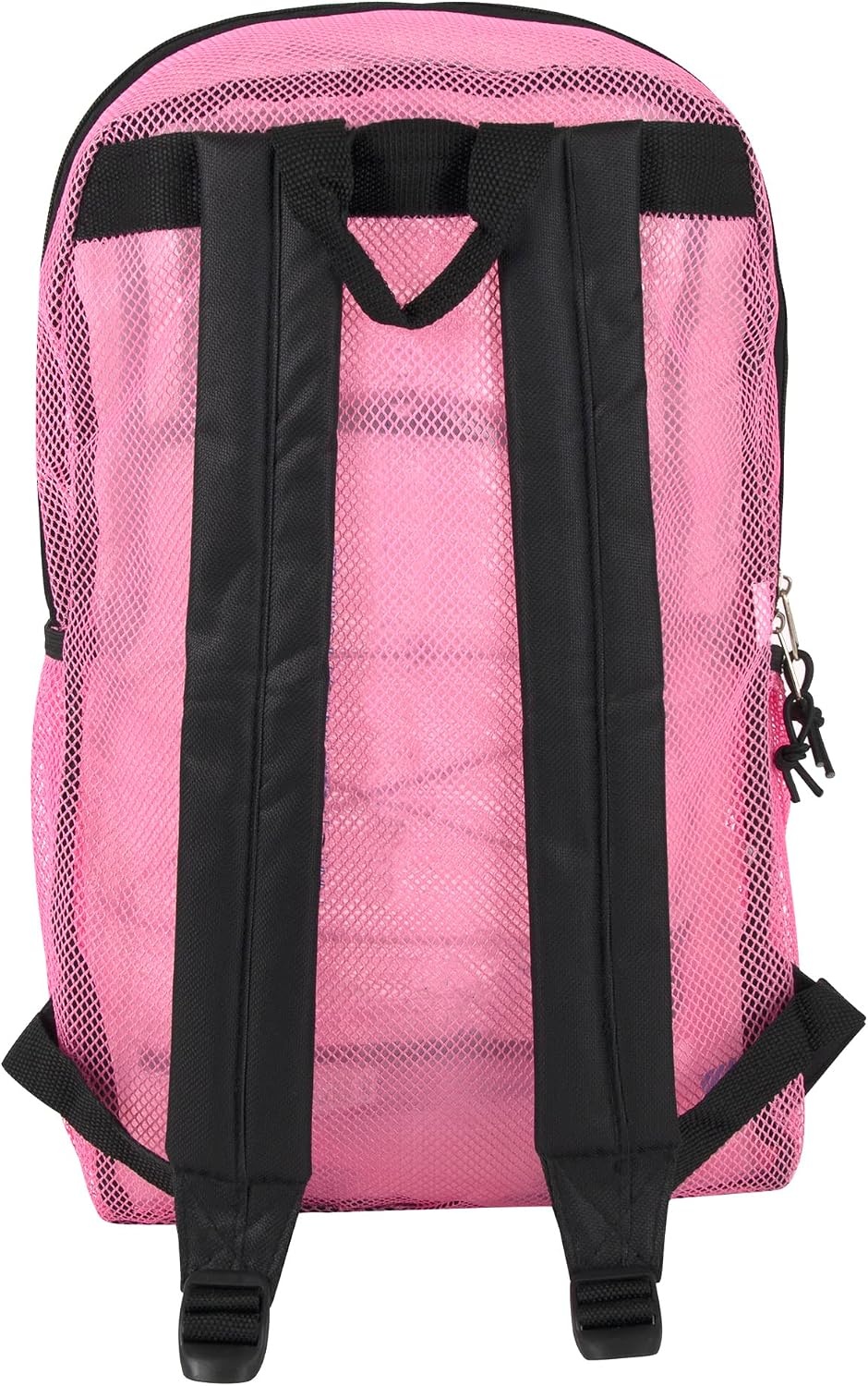 Trail maker Deluxe See Through Mesh Backpack with Bungee Cord & Adjustable Padded Straps for Swimming, Travel (Aqua)(Pink)