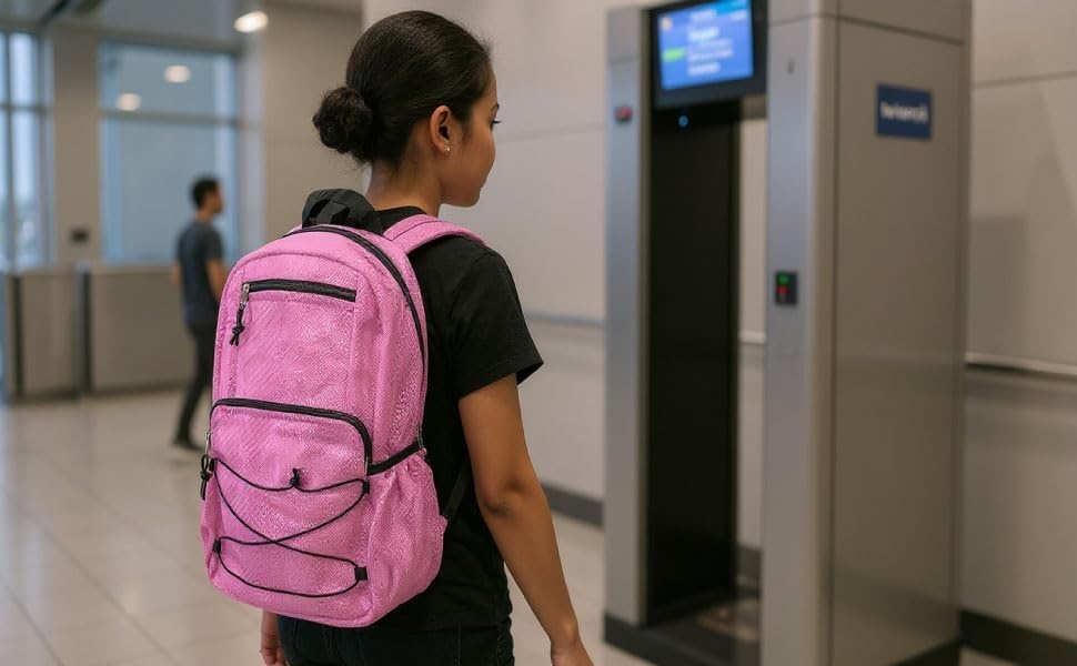 Trail maker Deluxe See Through Mesh Backpack with Bungee Cord & Adjustable Padded Straps for Swimming, Travel (Aqua)(Pink)
