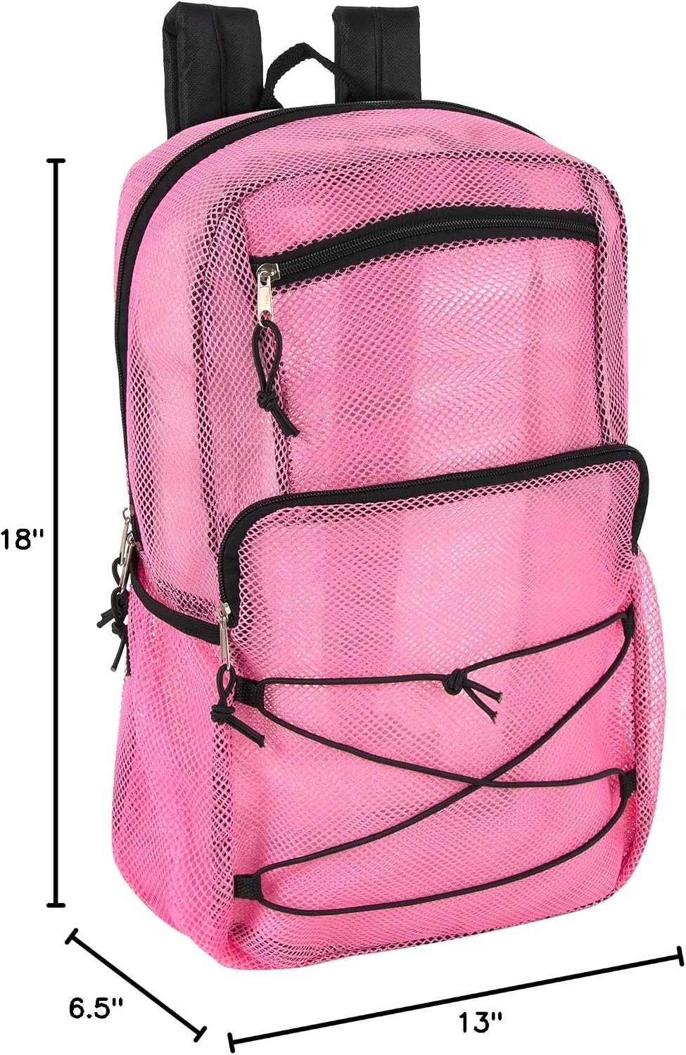 Trail maker Deluxe See Through Mesh Backpack with Bungee Cord & Adjustable Padded Straps for Swimming, Travel (Aqua)(Pink)