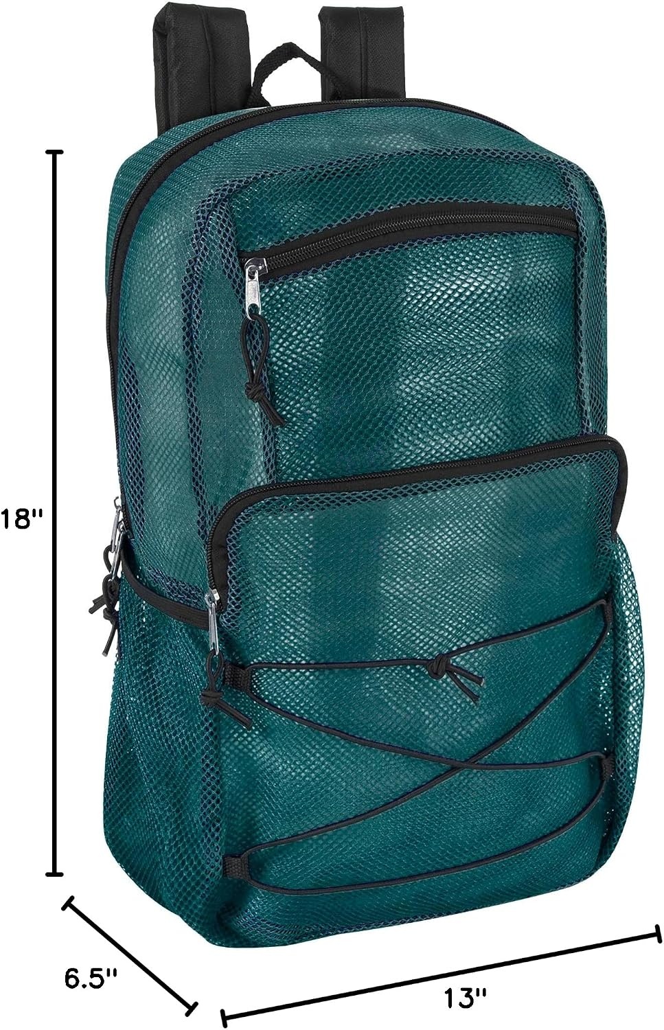 Trail maker Deluxe See Through Mesh Backpack with Bungee Cord & Adjustable Padded Straps for Swimming, Travel (Aqua)(Green)