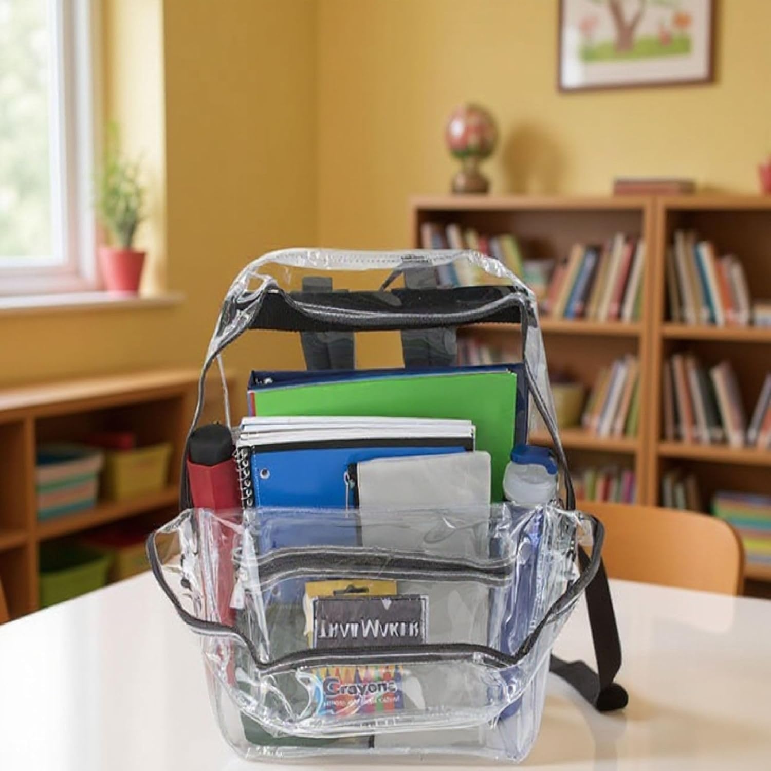 Trail maker Clear Backpack Heavy Duty with Padded Straps, Side Pockets for Kids, Boys, Girls, School, Stadium Approved Events(Black)