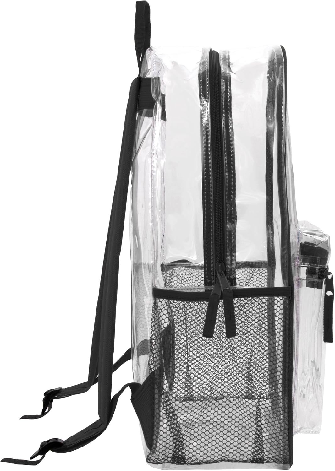 Trail maker Clear Backpack Heavy Duty with Padded Straps, Side Pockets for Kids, Boys, Girls, School, Stadium Approved Events(Black)