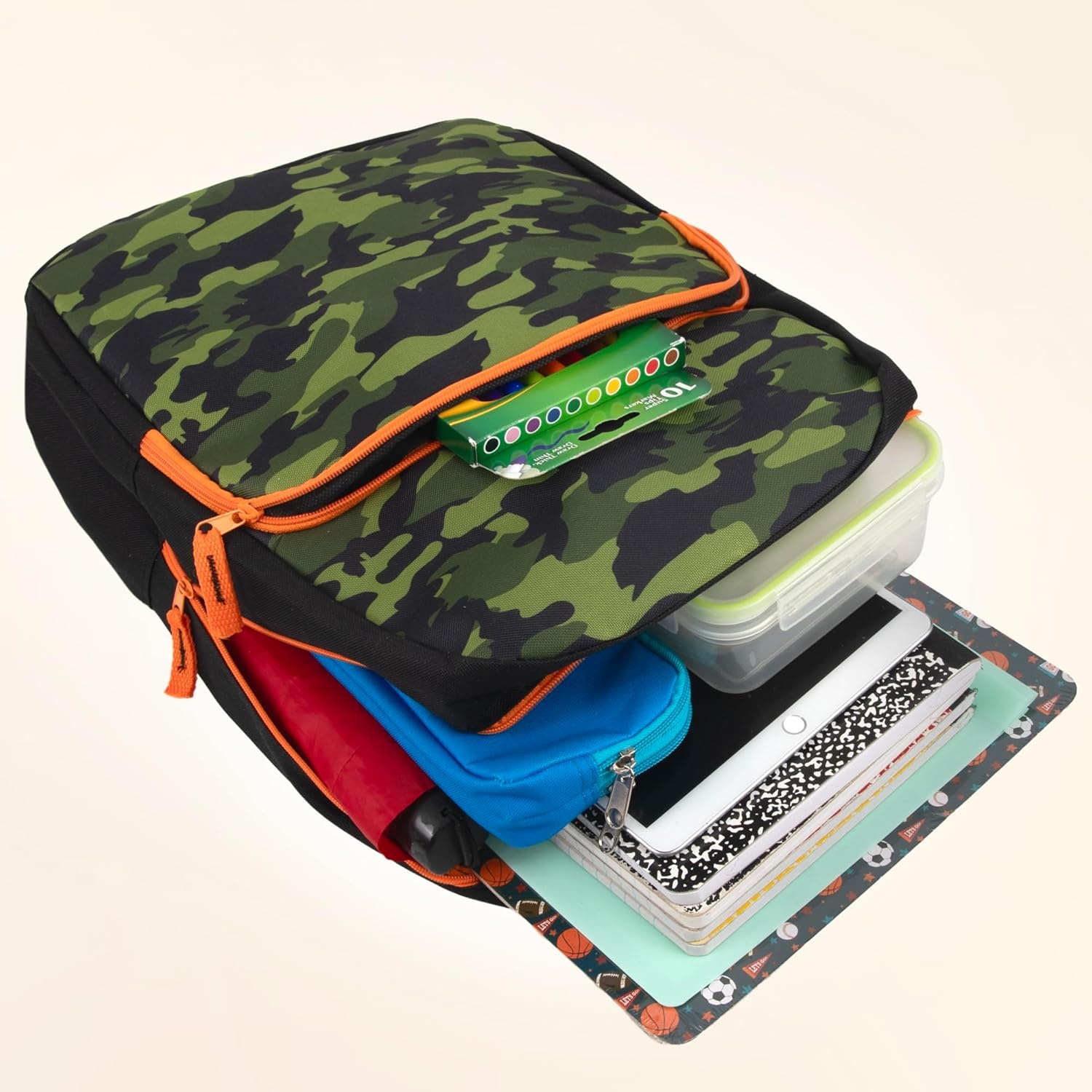 Trail maker Fun School Backpack for Elementary Middle School Girls and Boys | 17 Inch Printed Backpacks for School Kids, Travel (Sweet Strawberries)(Camouflage)