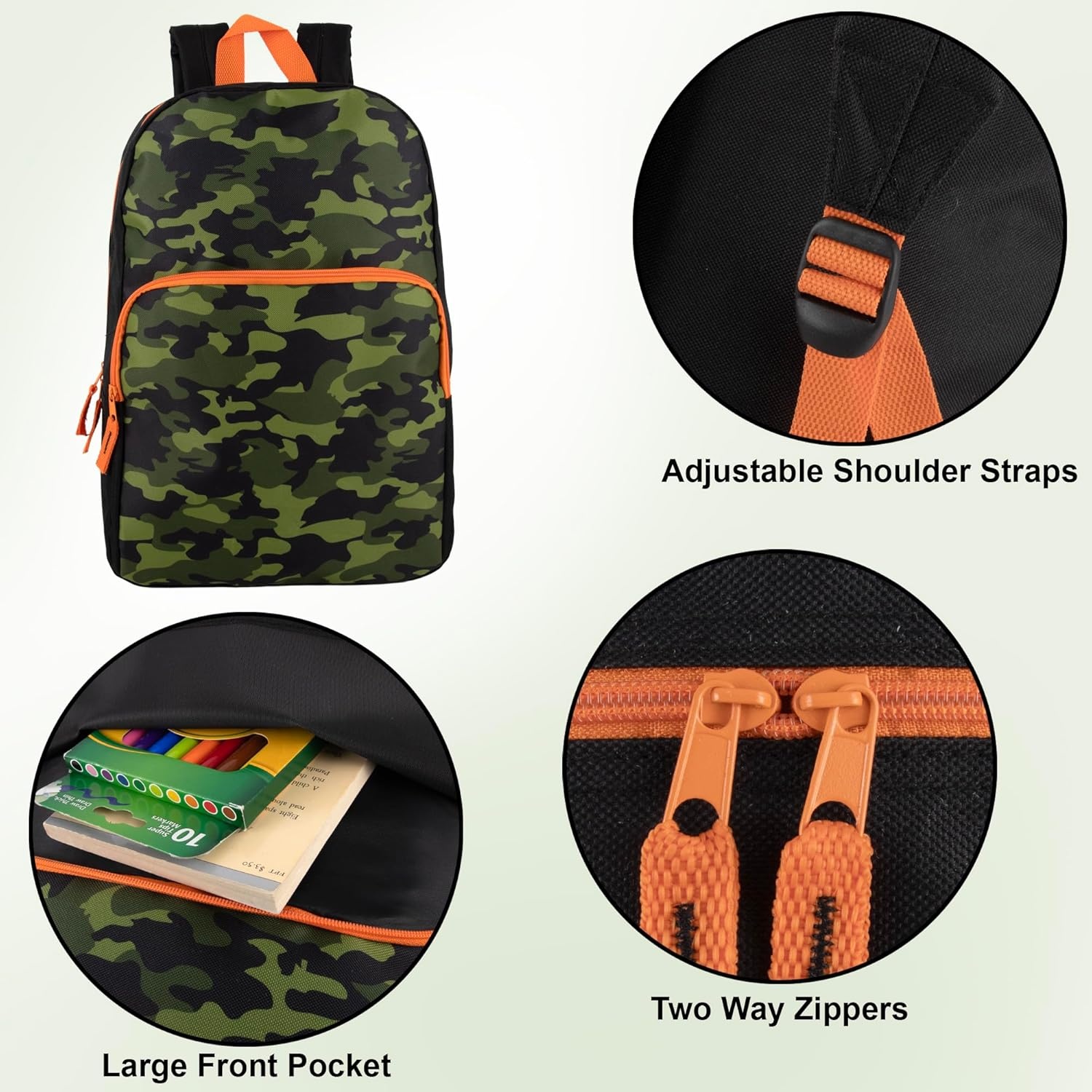 Trail maker Fun School Backpack for Elementary Middle School Girls and Boys | 17 Inch Printed Backpacks for School Kids, Travel (Sweet Strawberries)(Camouflage)