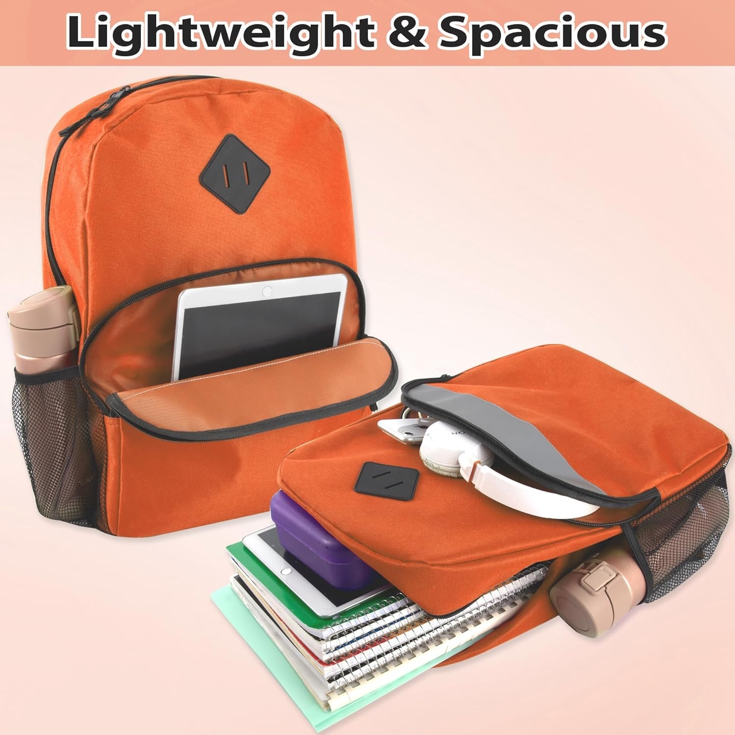 Trail maker 24 Pack Bulk Backpacks with School Supplies, Reflective Stripe, Side Water Bottle Pockets, Padded Straps