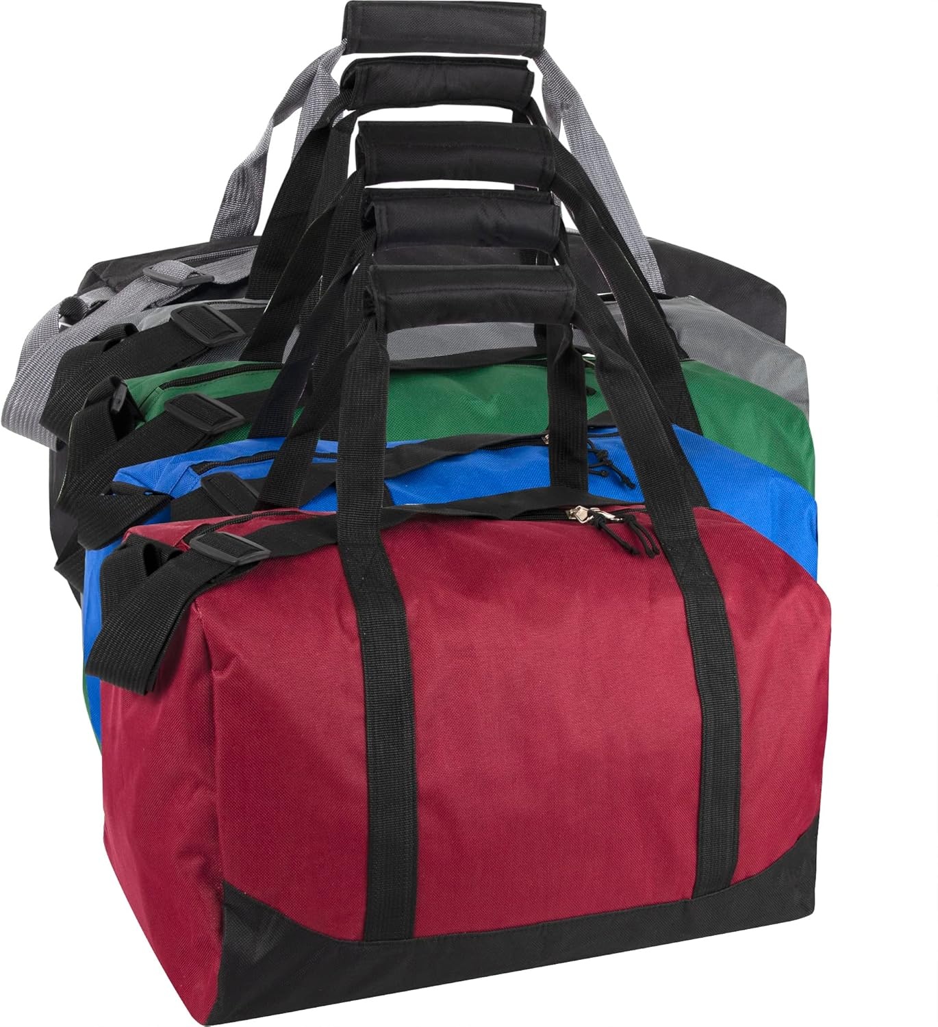 30 Liter, 17 Inch Canvas Duffle Bags for Men and Women – Travel Weekender Overnight Carry-On Shoulder Duffel Tote Bags (Grey)(Red)