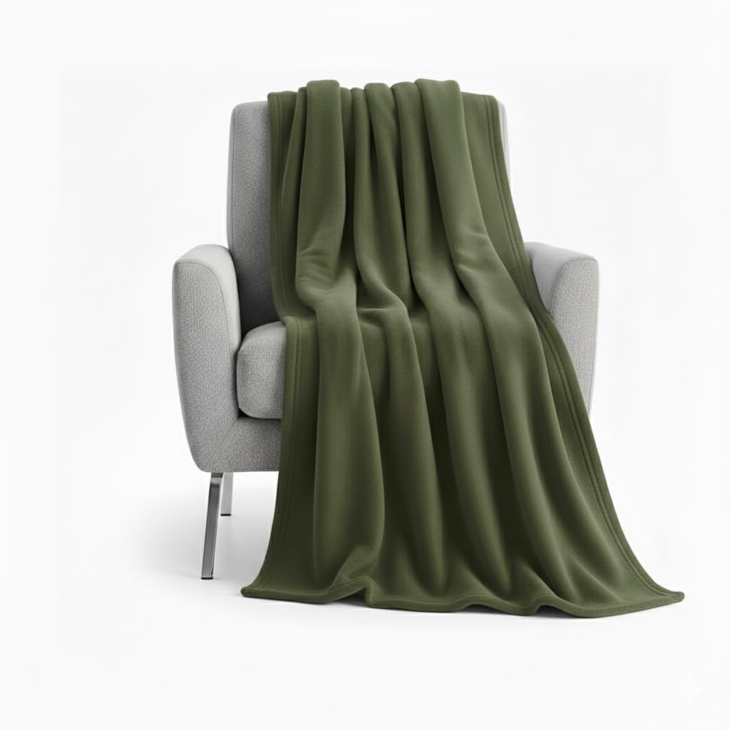 50×60 Throw Blankets, Ultra Soft Hypoallergenic Fleece Fall Throw Blanket for Livingroom, Couch, Chair, Bed, Black(Hunter Green)