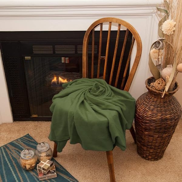 50×60 Throw Blankets, Ultra Soft Hypoallergenic Fleece Fall Throw Blanket for Livingroom, Couch, Chair, Bed, Black(Hunter Green)