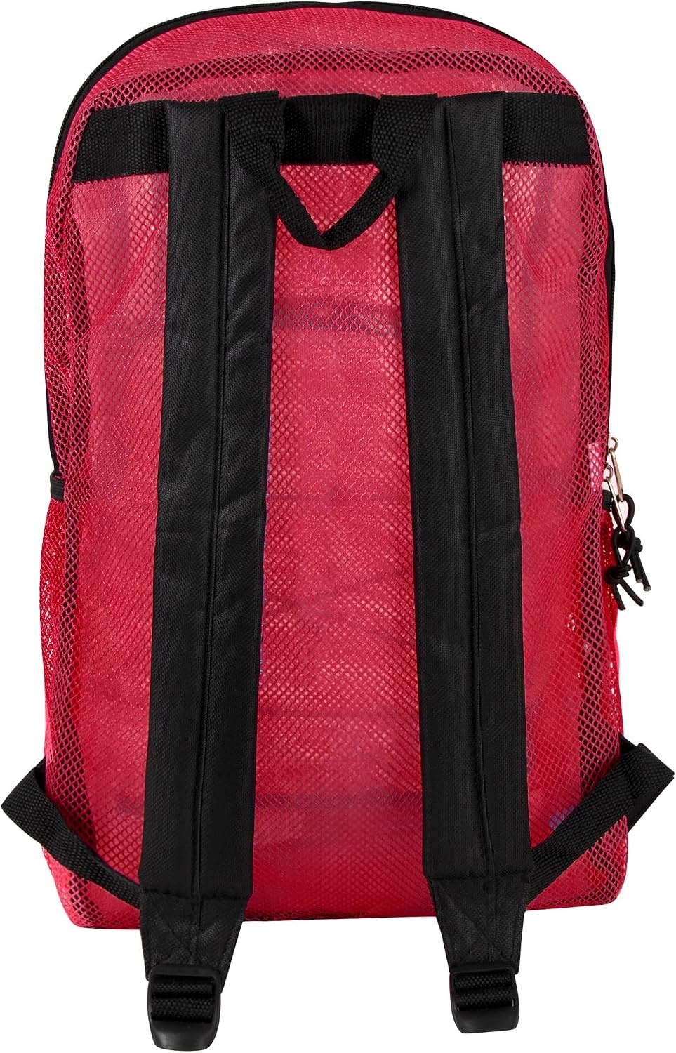 Trail maker Deluxe See Through Mesh Backpack with Bungee Cord & Adjustable Padded Straps for Swimming, Travel (Aqua)(Red)