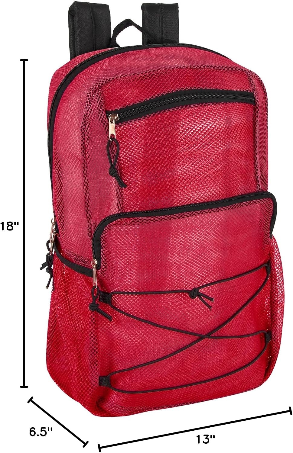 Trail maker Deluxe See Through Mesh Backpack with Bungee Cord & Adjustable Padded Straps for Swimming, Travel (Aqua)(Red)
