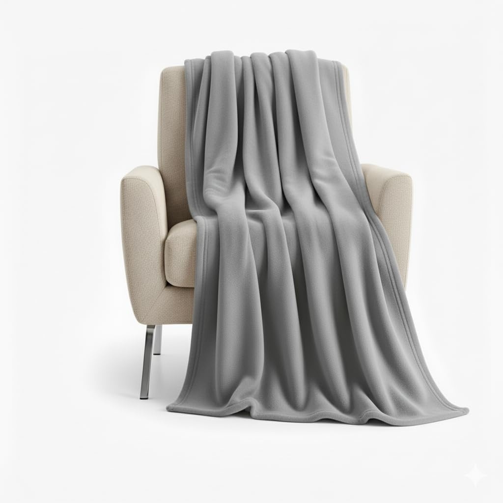 50×60 Throw Blankets, Ultra Soft Hypoallergenic Fleece Fall Throw Blanket for Livingroom, Couch, Chair, Bed, Black(Heather Grey)