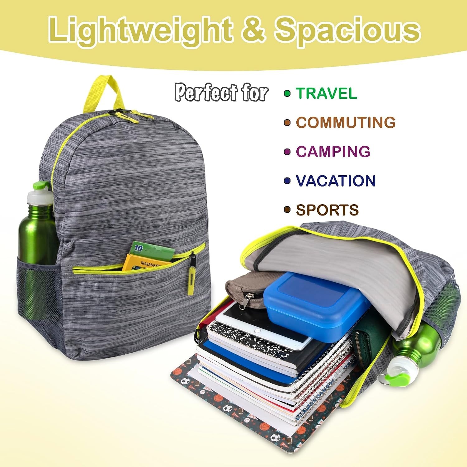 Trail maker 17 inch Backpack for Travel & Commute, Zippered Front & Mesh Side Pockets, Padded Straps(Art Board)