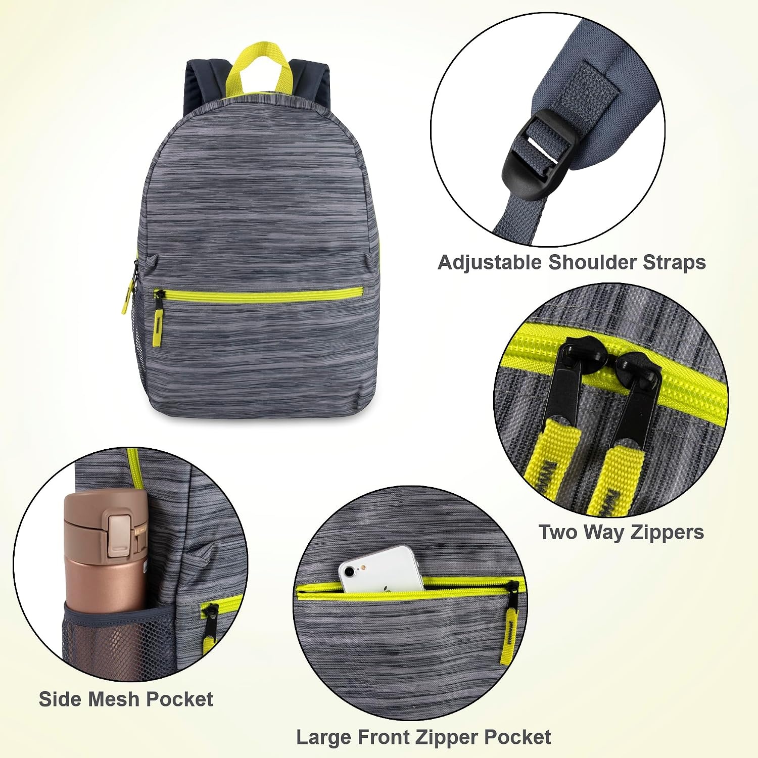 Trail maker 17 inch Backpack for Travel & Commute, Zippered Front & Mesh Side Pockets, Padded Straps(Art Board)