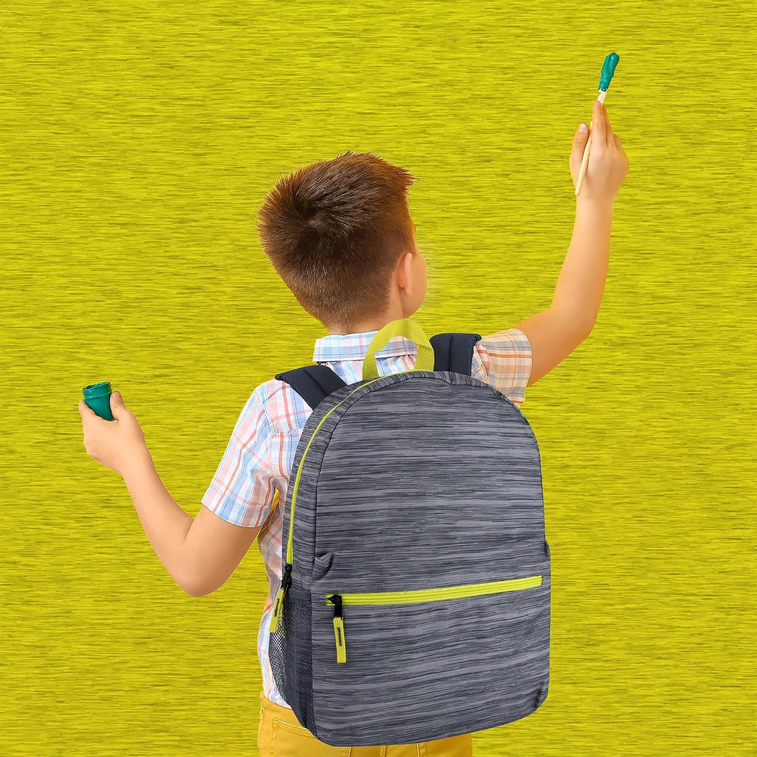 Trail maker 17 inch Backpack for Travel & Commute, Zippered Front & Mesh Side Pockets, Padded Straps(Art Board)